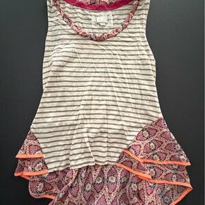 Anthropologie Gray and Pink Striped Blouse